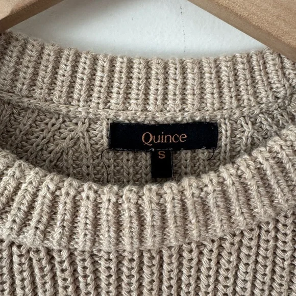 Quince Ribbed Cotton Fisherman Crewneck Sweater Small - Picture 3 of 4